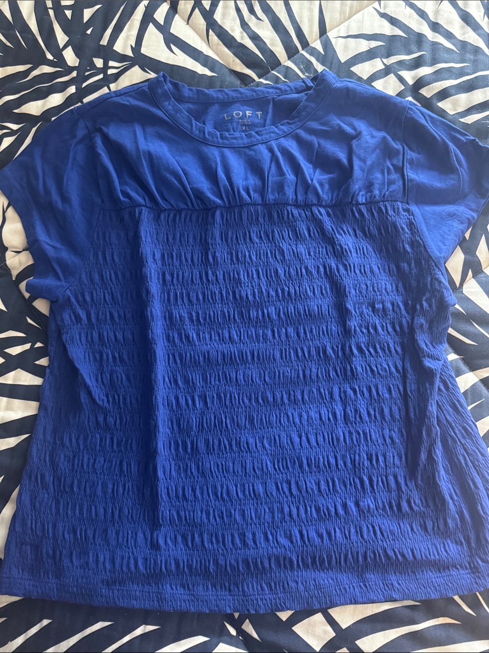 LOFT Cobalt Blue Short Sleeve Textured Tee size xl